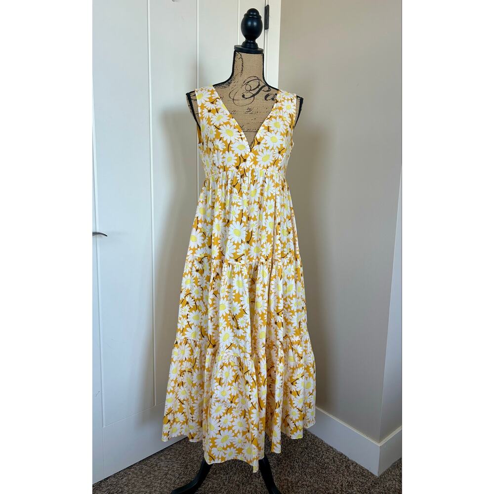 Kate Spade New York Daisy Poplin Vineyard Yellow Midi Dress Size 6
